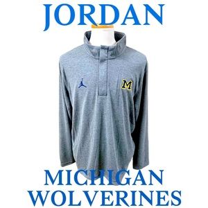 🔥NWT Men’s Jordan Michigan Wolverines  Quarter-Zip Top Sweatshirt Gray XL🔥